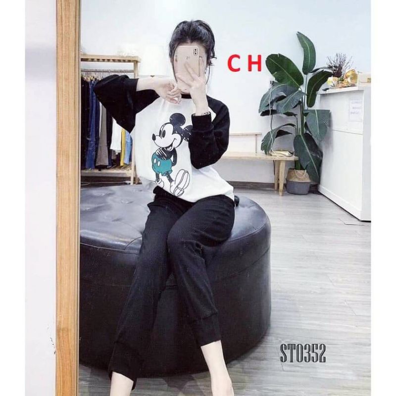 Set thể thao mickey phối màu ( video thật )