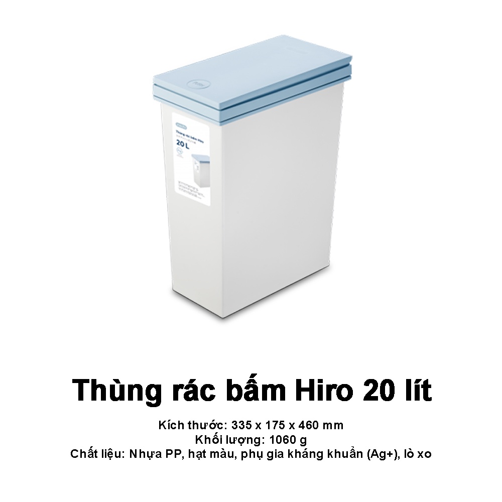 Thùng rác thông minh HIRO INOCHI 2 Ngăn bấm nút tự động mở nắp phân loại rác cho phòng khách, phòng ngủ,vệ sinh RAPL.002