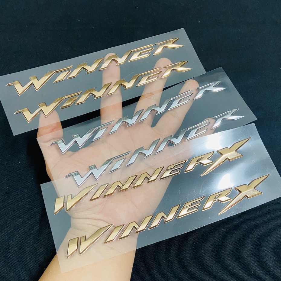 Tem logo chữ WINNER, WINNER X đủ màu chất liệu nhựa cứng zin mạ chrome bóng cao cấp