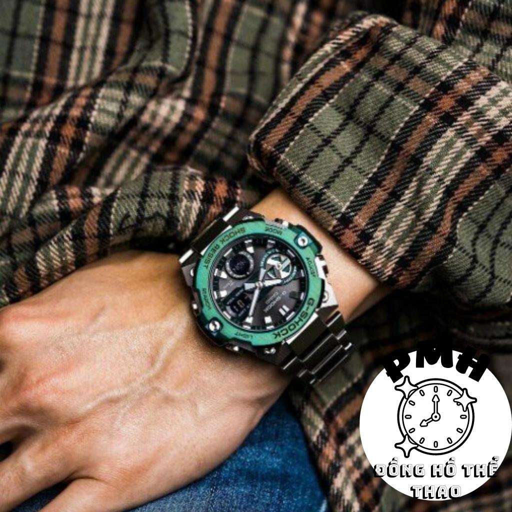 Đồng hồ nam Full thép GST-B400-1A Thể thao màu xanh lá kích thước 46,6mm × 49,6mm × 12,9mm