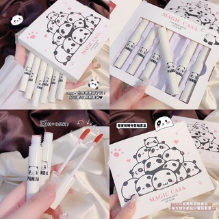 Bộ Sáu Thỏi Son Môi Dưỡng Ẩm Lâu Trôi Chống Nhòe Thiết Kế Vỏ Hình Chú Gấu Dễ Thương