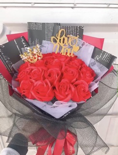 Bó Hoa Sáp Thơm 20 Bông Phối Ren