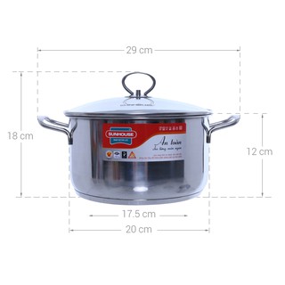 NỒI INOX 3 ĐÁY SUNHOUSE SHG24120 20CM