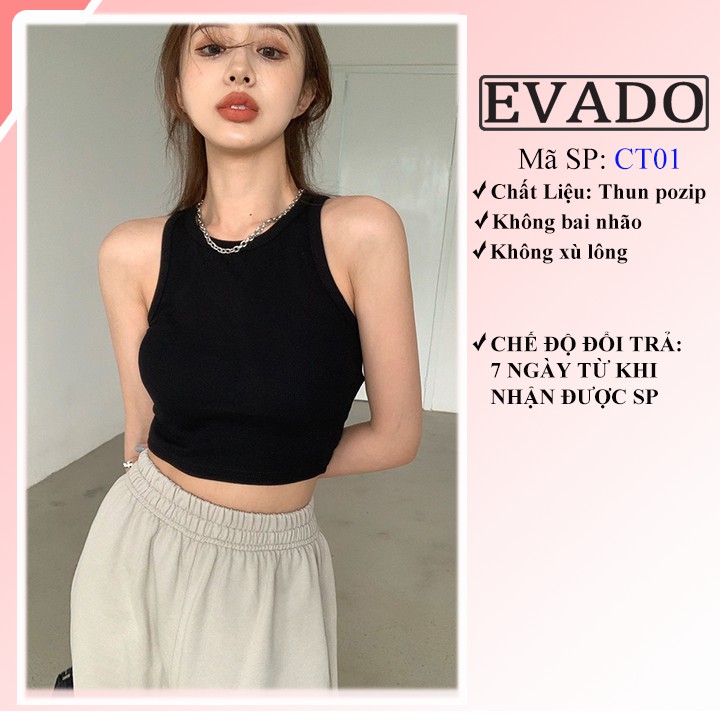 Áo croptop ba lỗ nữ chất thun cộc tay kiểu ôm sát vải co gián thoáng mát EVADO CT01 | BigBuy360 - bigbuy360.vn