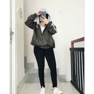 Áo khoát dù 2 lớp nón xám