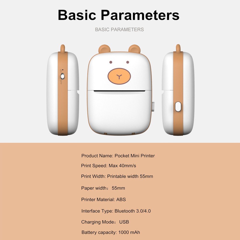 Máy In Ảnh Mini Cầm Tay 203dpi Hd Dễ Thương | BigBuy360 - bigbuy360.vn