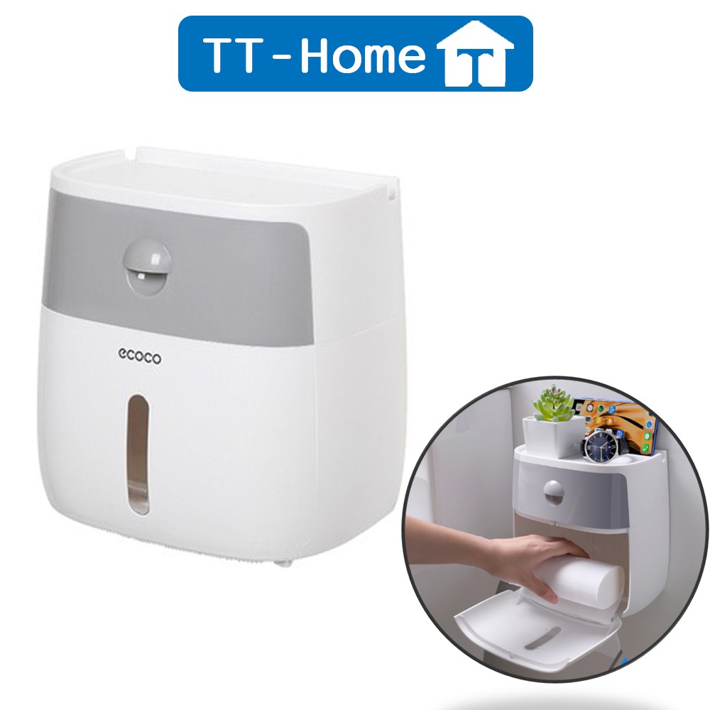 Hộp đựng giấy vệ sinh ecoco treo tường phòng tắm thông minh đa năng TT- HOME