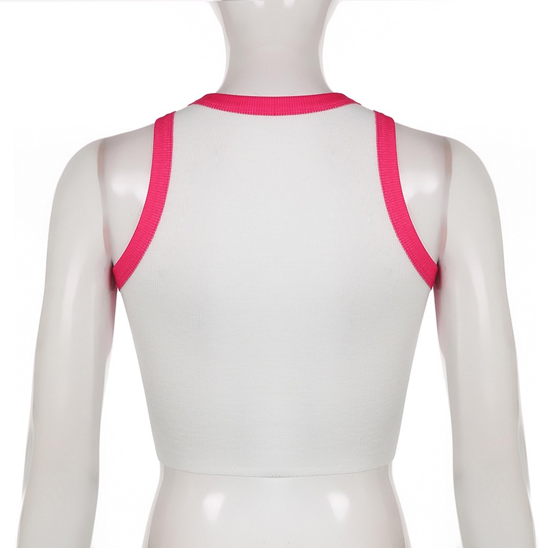 Áo Tank Top Cổ Tròn In Chữ Màu Gradient Phong Cách Thời Trang Đường Phố Cho Nữ