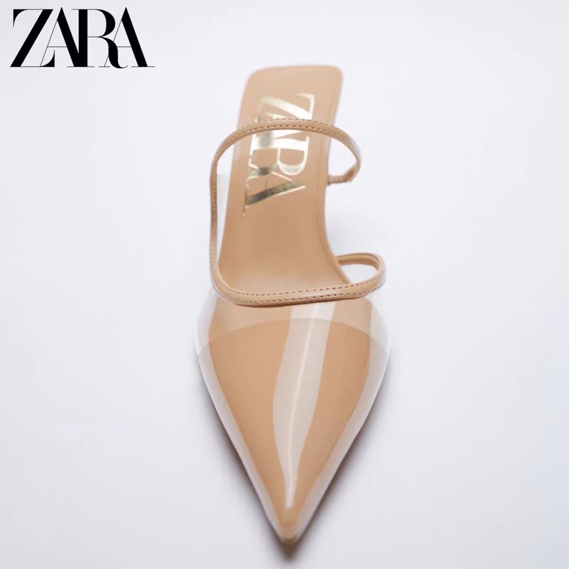GIÀY CAO GÓT ZARA VINYL MÀU NUDE HÀNG TUỒN