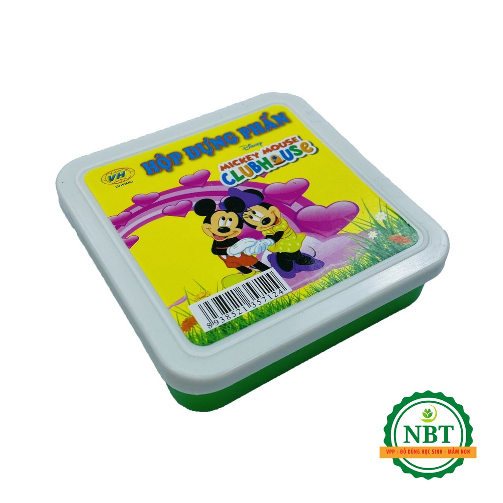 Hộp đựng phấn học sinh hình gấu và hình vuông to - tặng kèm 2 viên phấn + lau bảng  - màu sắc đa dạng