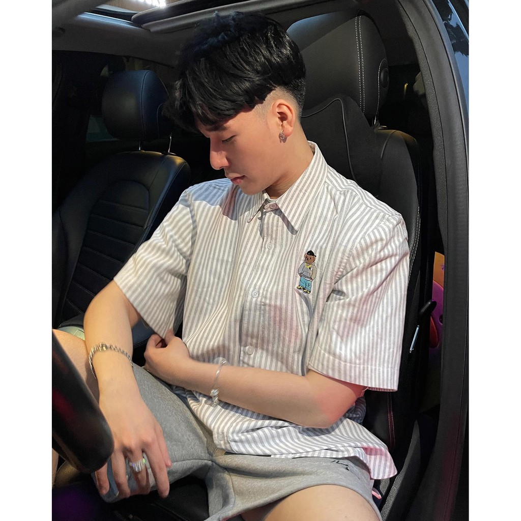 ÁO SƠ MI gấu kẻ sọc Oxford CHUOT TRANG BEAR SEASON