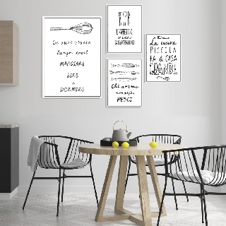 Bộ 4 tranh canvas treo tường đồ dùng trang trí phòng ăn nhà bếp TTC1207