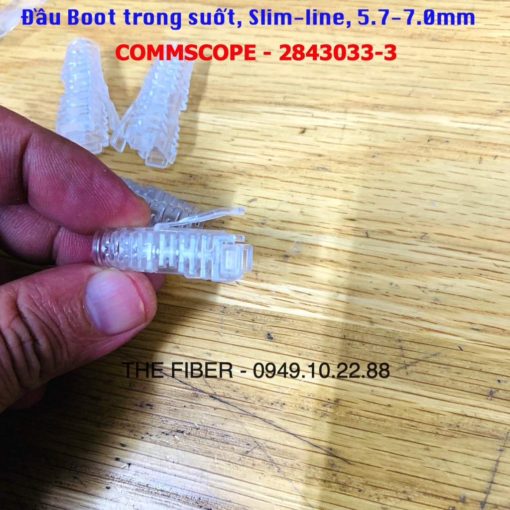 Bộ 10 Cái Đầu Boot chụp mạng trong suốt, Slim-line, 5.7-7.0mm COMMSCOPE 2843033-3