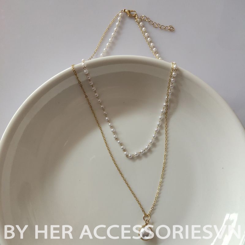 Dây chuyền nữ Vòng cổ nữ hạt trai chocker 2 tầng xinh xắn Her Accessories C29