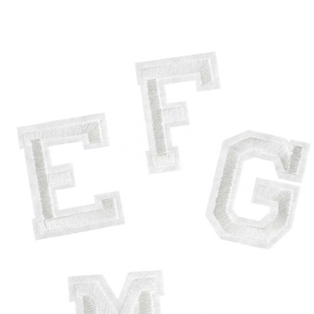 Miếng Dán Quần Jean Thêu Chữ Cái A-Z Màu Trắng Trang Trí Áo / Quần Jean 81