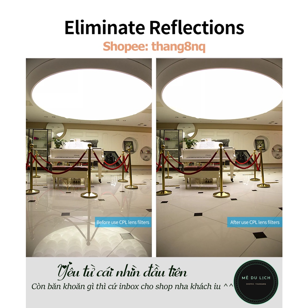 Kính lọc Telesin CPL gopro 9/10, kính lọc filter, khắc phục cháy sáng khi quay phim, chụp ảnh trên gopro