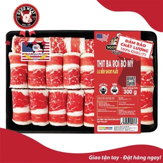 [FREESHIP][Chỉ giao tại TP. HCM] Thịt ba rọi bò Mỹ HOT POT 300G- Short Plate U.S Beef 2mm
