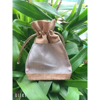 Túi vải đay dây rút có cửa sổ đựng cà phê, hoa thơm, đồ trang trí