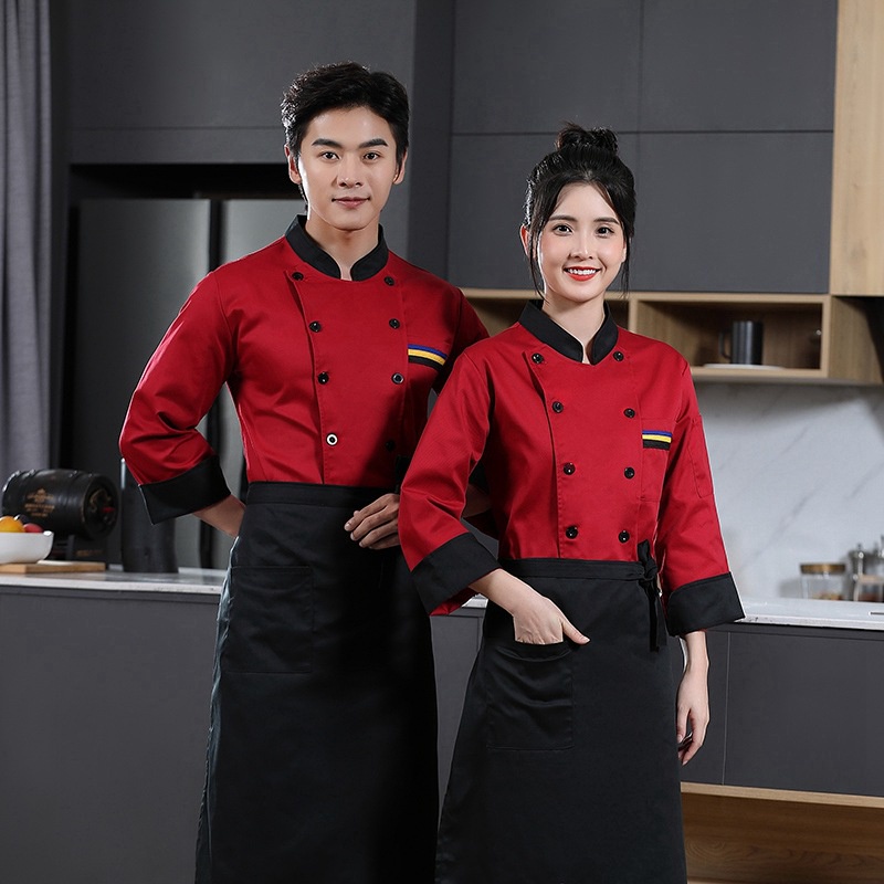 ÁO BẾP MÀU ĐỎ, ĐỒNG PHỤC BẾP CHUYÊN NGHIỆP MÀU ĐỎ