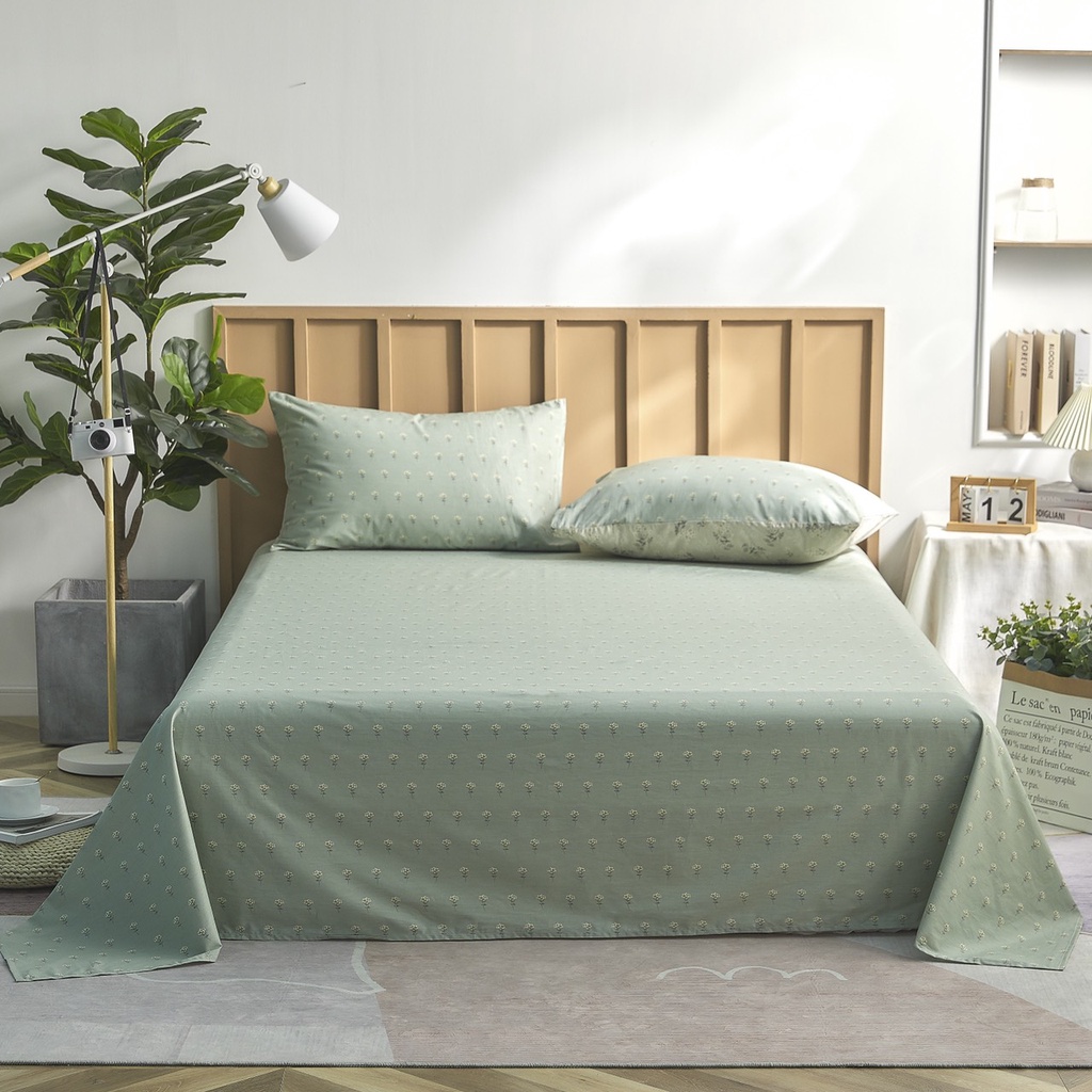 Ga gối cotton SUHALI hoa nhí vintage gồm ga giường và 2 vỏ gối mềm mịn thoáng mát