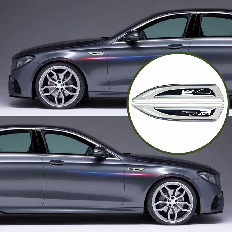 FENDER Set 2 Huy Hiệu Kim Loại 3D GT line Dán Trang Trí Thân Xe Ô Tô Peugeot For Kia Forte Ceed Cerato RIO K3 K5 K9