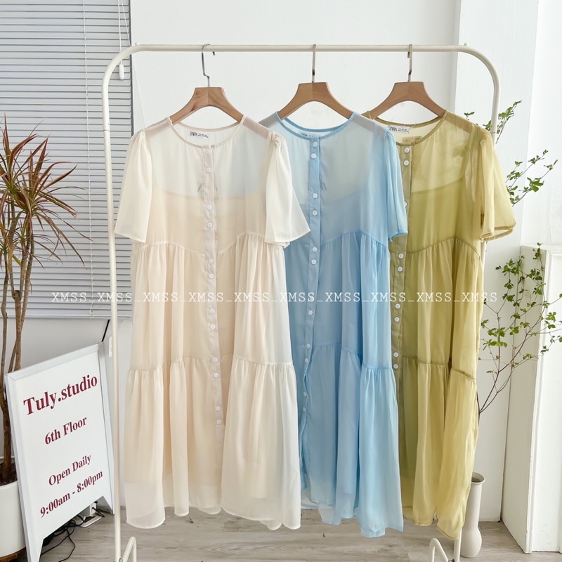 Đầm voan babydoll tay ngắn voan 2 lớp bigsize dưới 60kg