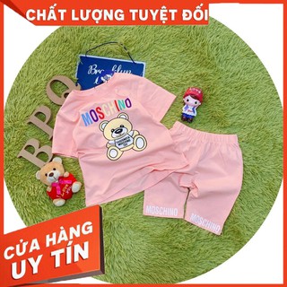 SALE SÉT 3 đồ bộ bé gái tay ngắn quần lửng siêu cute hình gâu MOSCHINO cho bé 6-24kg.-BG15.