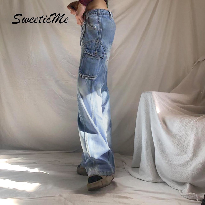 Quần Jean Lưng Cao Phối Nhiều Túi SweeticMe