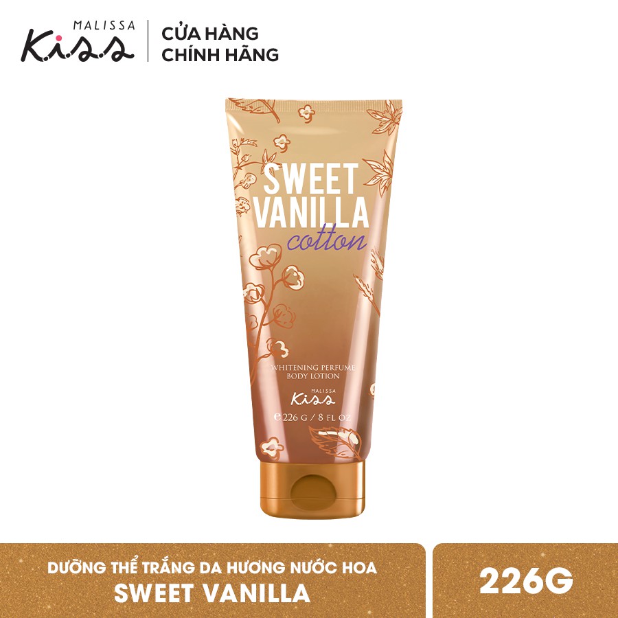 Sữa Dưỡng Trắng Da Toàn Thân Hương Nước Hoa Malissa Kiss Hương Sweet Vanilla Cotton 226g