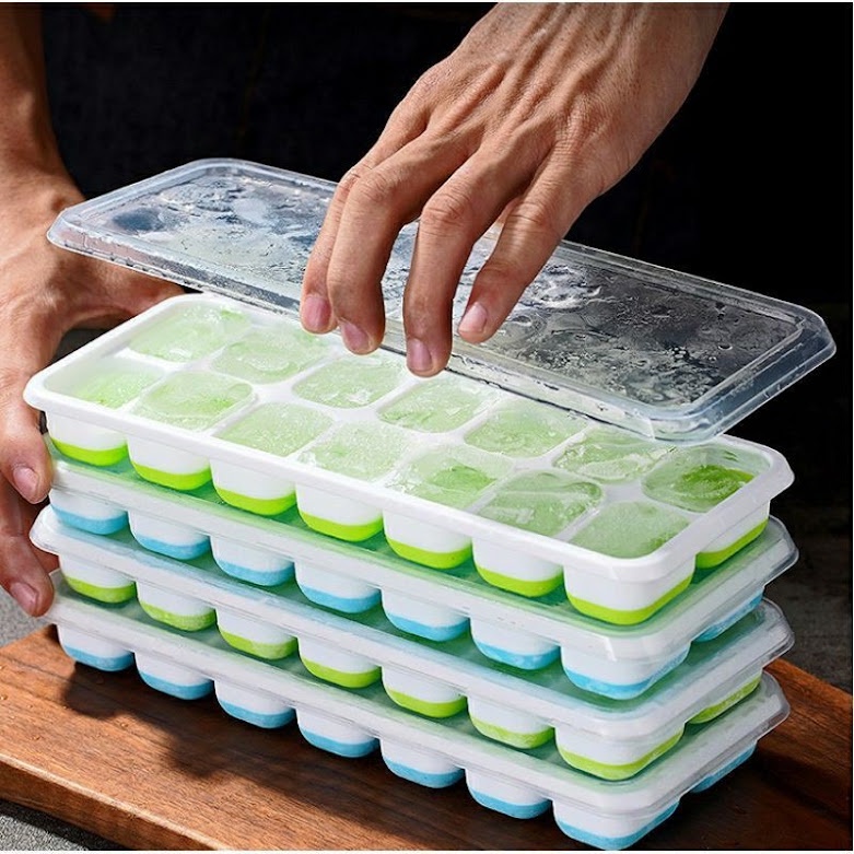 Khay Đá Silicon 14 Viên Có Nắp Đậy