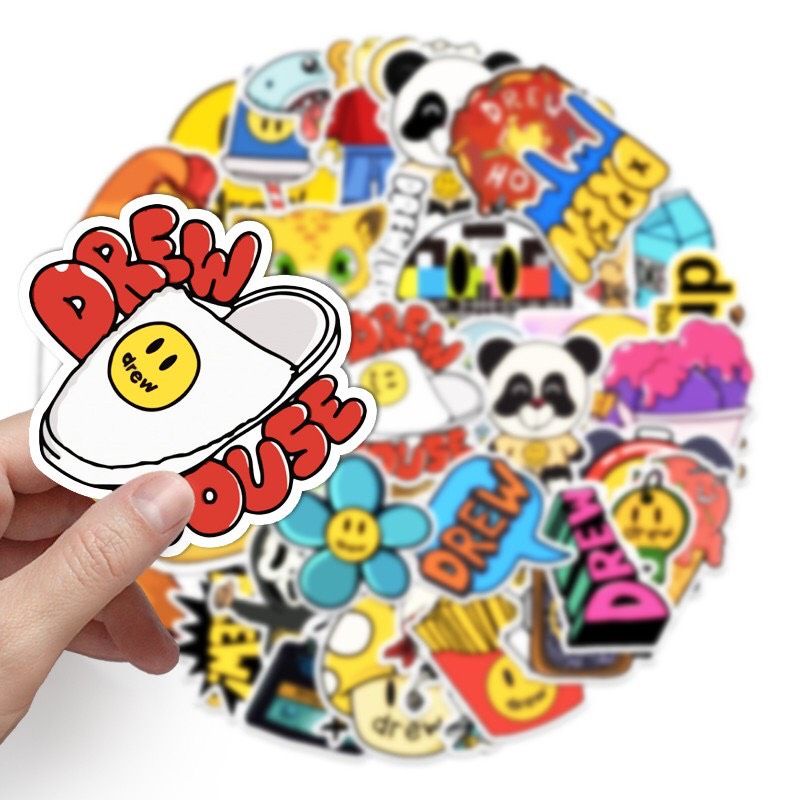 Bộ 200 sticker DREW cá tính chống nước dán trang trí vali mũ bảo hiểm xe máy laptop điện thoại