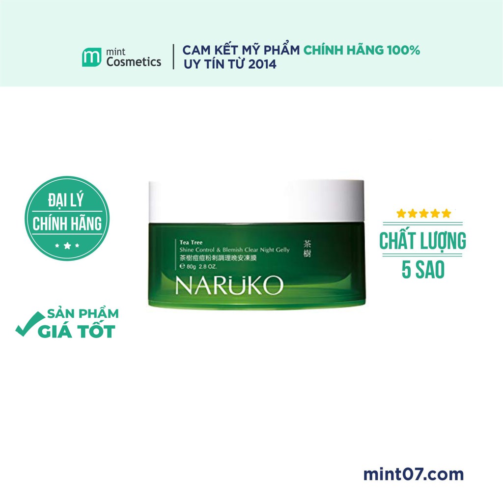 Mặt Nạ Ngủ Naruko Tea Tree Shine Control &amp; Blemish Clear Night Gelly 80g