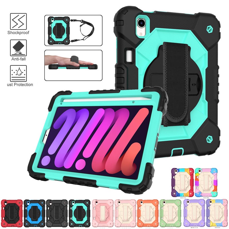 Ốp máy tính bảng bằng nhựa + silicon chống sốc kèm dây đeo vai tiện dụng cho IPAD MINI 6 2021
