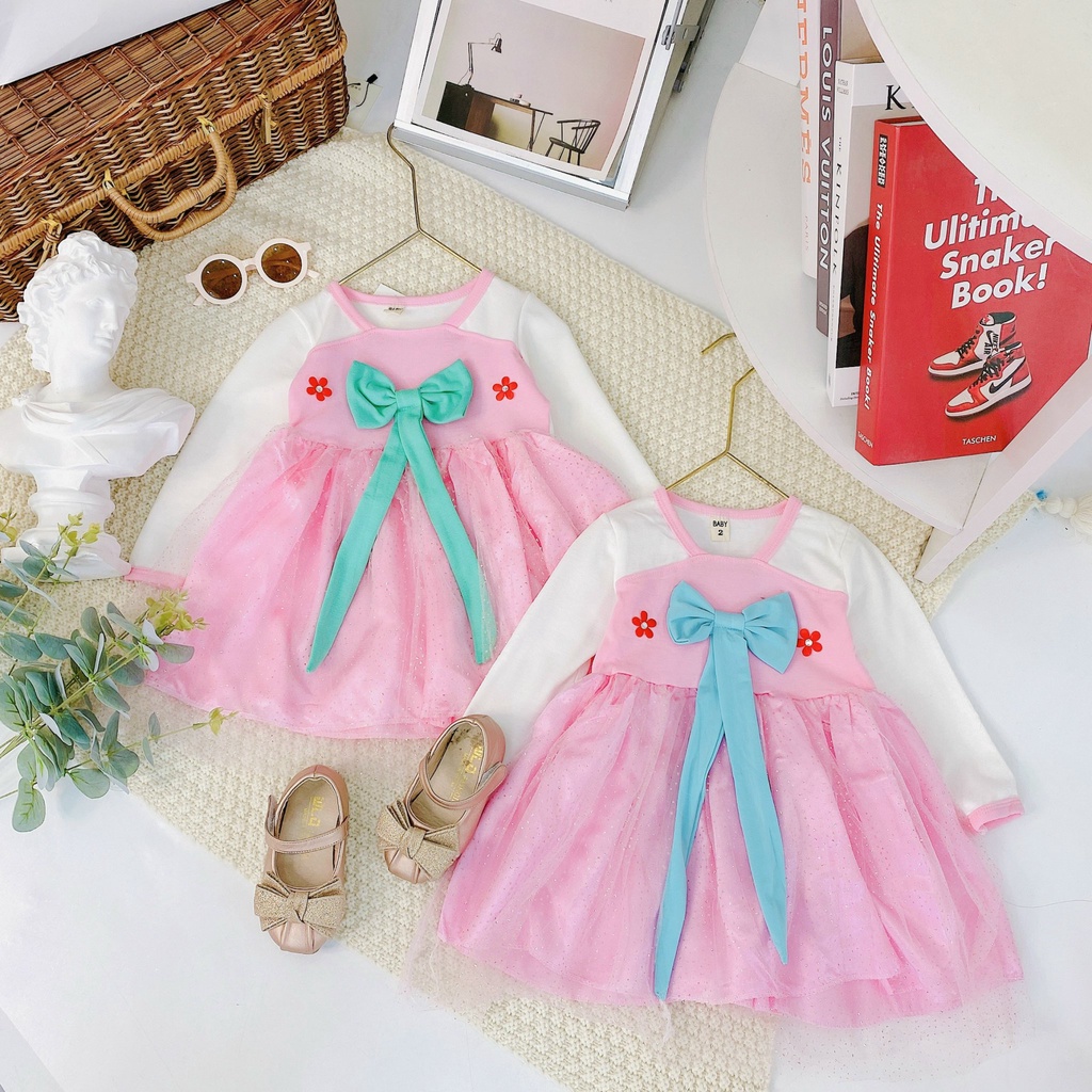 Váy Xòe Hanbook Phối Ren Cực Hot Cho Bé Gái Đón Tết Chất Vải Đũi Phối Ren Đủ Size Từ 8-18Kg VNXK Nhật-Hàn