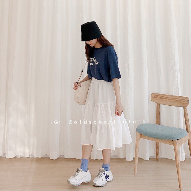 Chân váy voan tầng cạp chun dáng xòe ulzzang