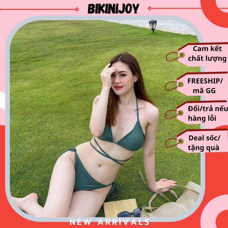 [ FREESHIP+ MẪU MỚI] Bikini 2 mảnh đi biển màu rêu cá tính