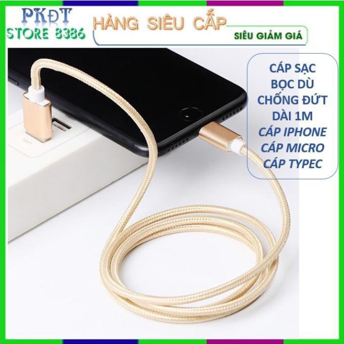 Bộ 5 Dây Sạc IOS🍏🍏🍏 ANDROID Dây Dù 1m Chống Rối Chống Đứt Hàng Đẹp RẺ BỀN