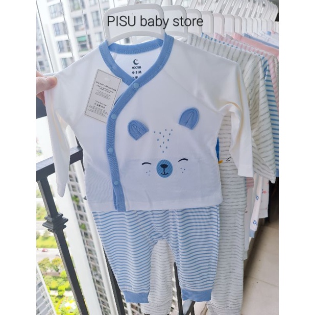 Moon - Bộ dài tay cài chéo petit xinh yêu mẫu mới 2022 cho bé 3-7kg, có bán rời phụ kiện
