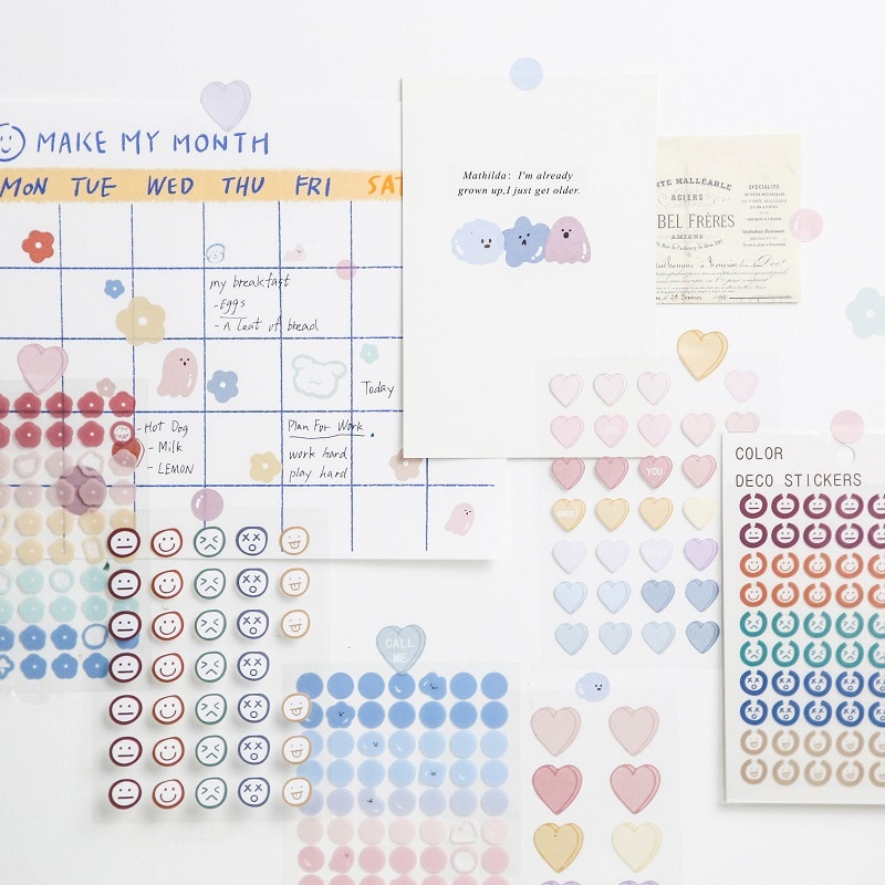 Miếng dán pet họa tiết hoa 3D dễ thương dùng trang trí sổ tay Nhật Bản