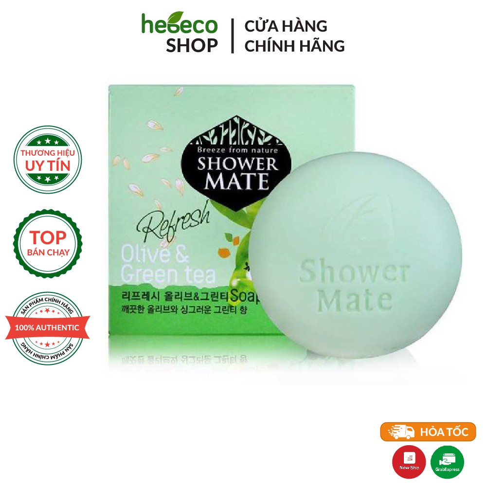Xà bông tắm dưỡng da cao cấp giúp da mịn màng và làm sạch da SHOWERMATE Olive & Green Tea 100g - Hàn Quốc Chính Hãng