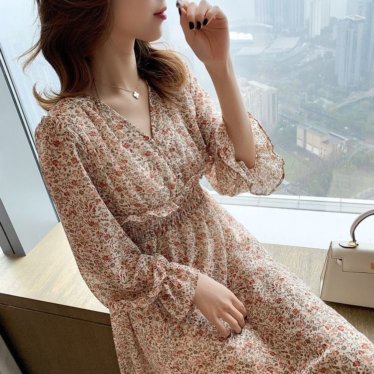Đầm voan dài tay thời trang thanh lịch có size S-3XL dành cho nữ | BigBuy360 - bigbuy360.vn