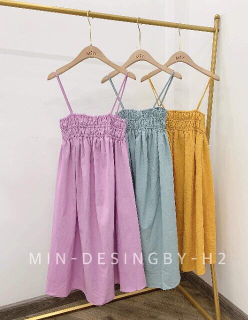 [damxuong]VÁY 2 dây maxi chun ngực chất đũi xước mặc đi biển xinh | BigBuy360 - bigbuy360.vn