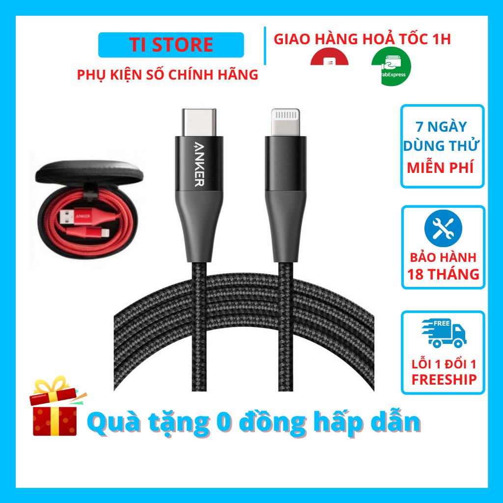 Dây cáp sạc nhanh IPAnker A8652 A8653 type c to-cho 8 Plus X Xs 11 12 13 pro max tistore