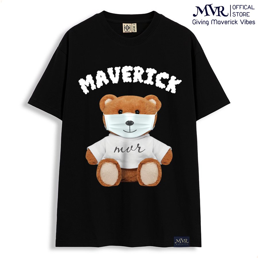 Ao thun unisex gấu bông dễ thương đeo mask MVR size rộng tee Mỹ BB4093