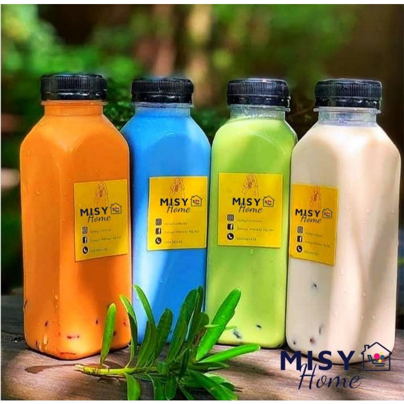 Chai nhựa vuông 330ml đựng trà Thái sữa chua uống nước trái cây nước ép hoa quả trà thảo mộc detox dung dịch