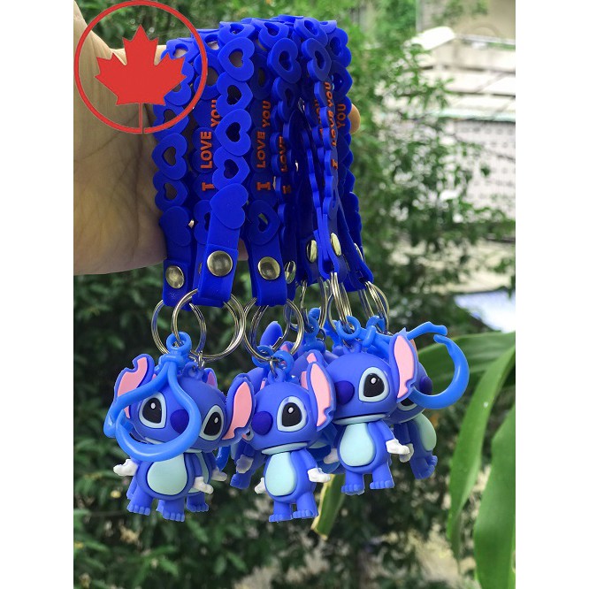 [Chuẩn Auth] Móc khoá chú chó Stitch bằng kẹo dẻo, có dây chữ I Love You ngộ nghĩnh (có sẵn)