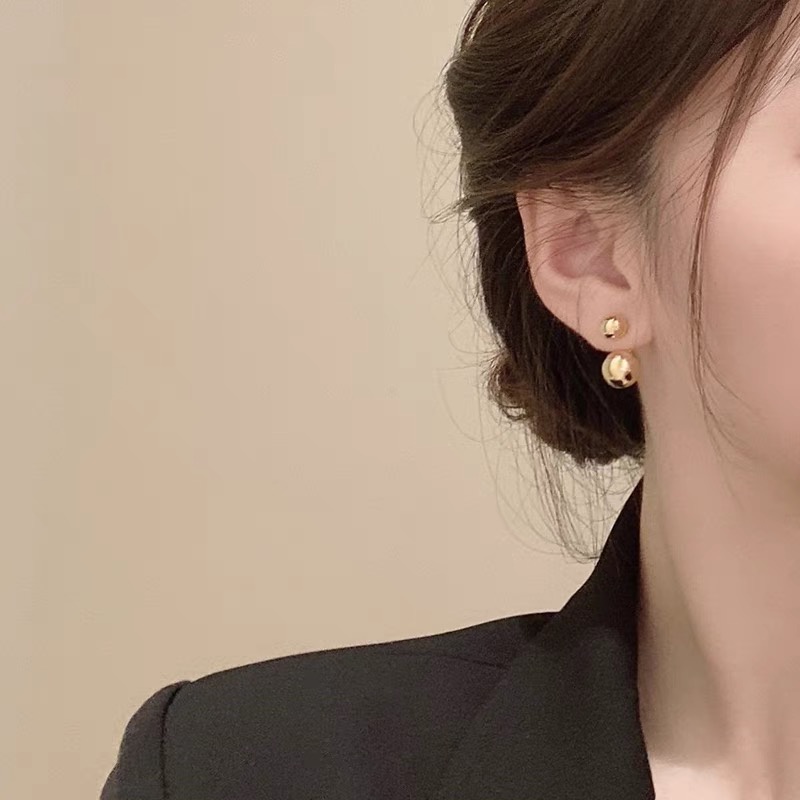 Khuyên tai 2 bi tròn cá tính phong cách HQ