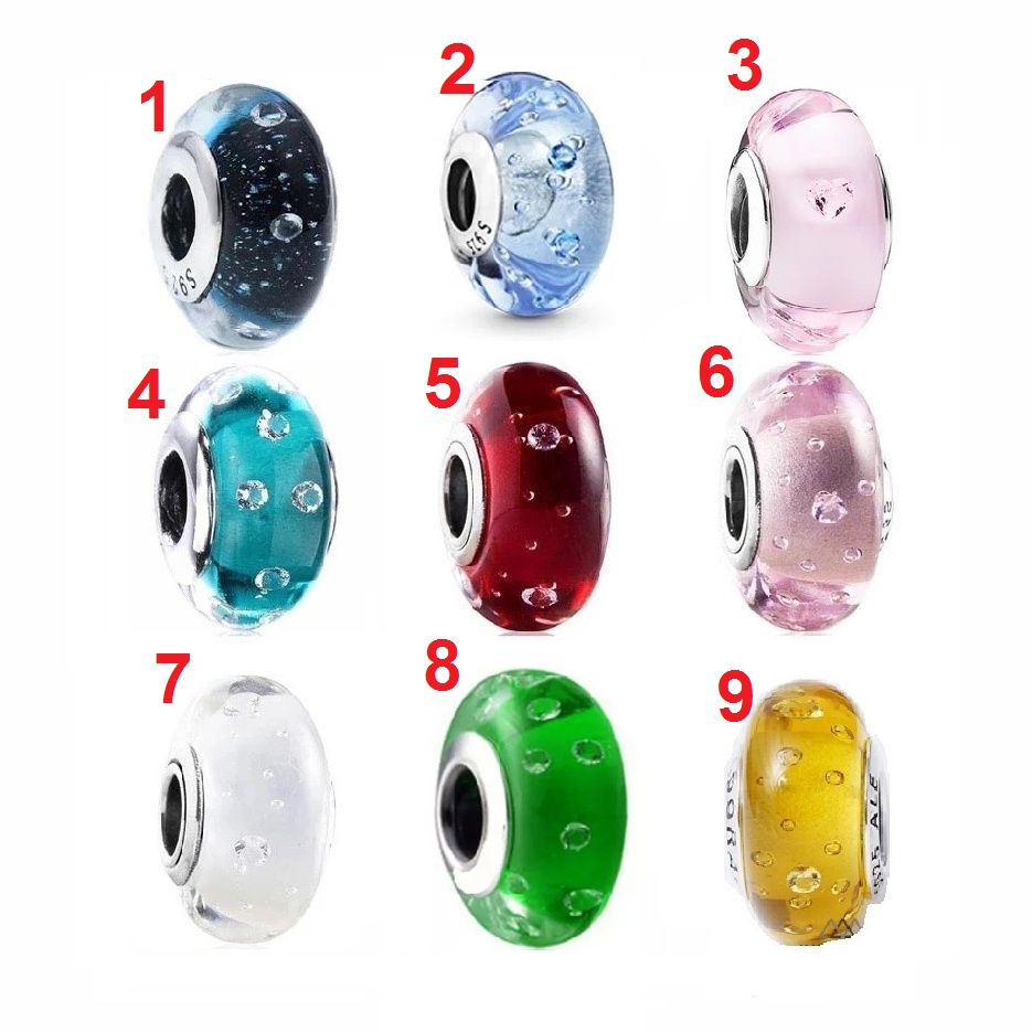 Charm glass bọt xâu vòng tay- Trang sức bạc Venus