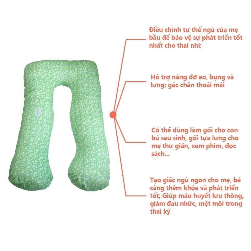 Gối ôm cho Bà Bầu Belly Smart - Gối ôm đa năng cho mẹ bầu màu xanh lá