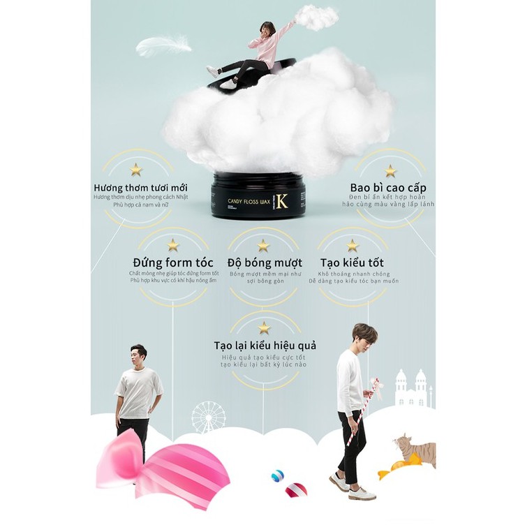 Sáp tóc Candy Floss Wax K Dream Trend (vàng) -Chứa bùn biển giúp hút dầu khô thoáng - Tăng thành phần dưỡng tóc